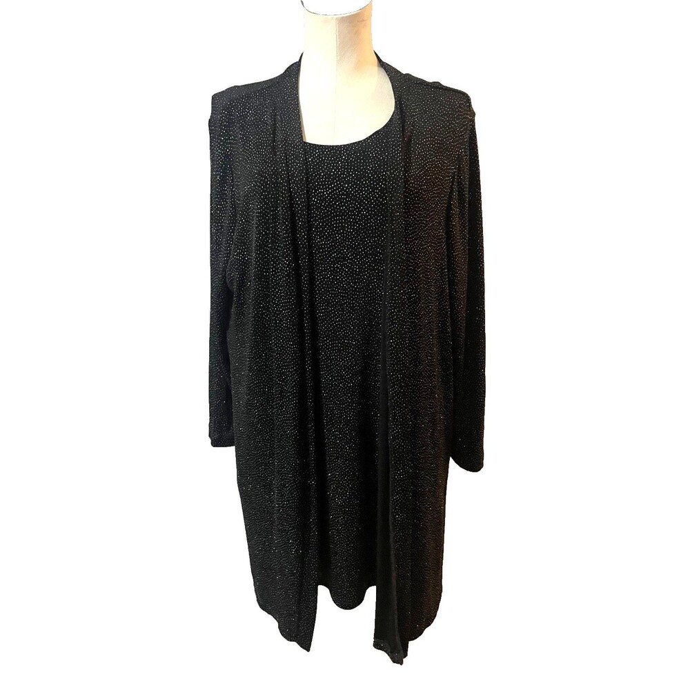 Brooks Women’s s 2-pc Stretch Black Sparkle Set Tunic+Jacket size XL/no size tag